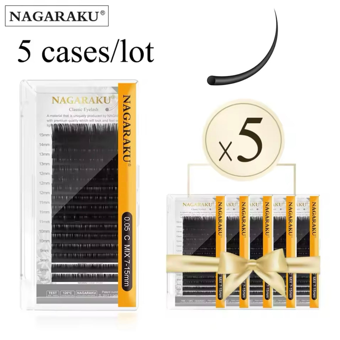 NAGARAKU Premium черни мигли микс 5 броя