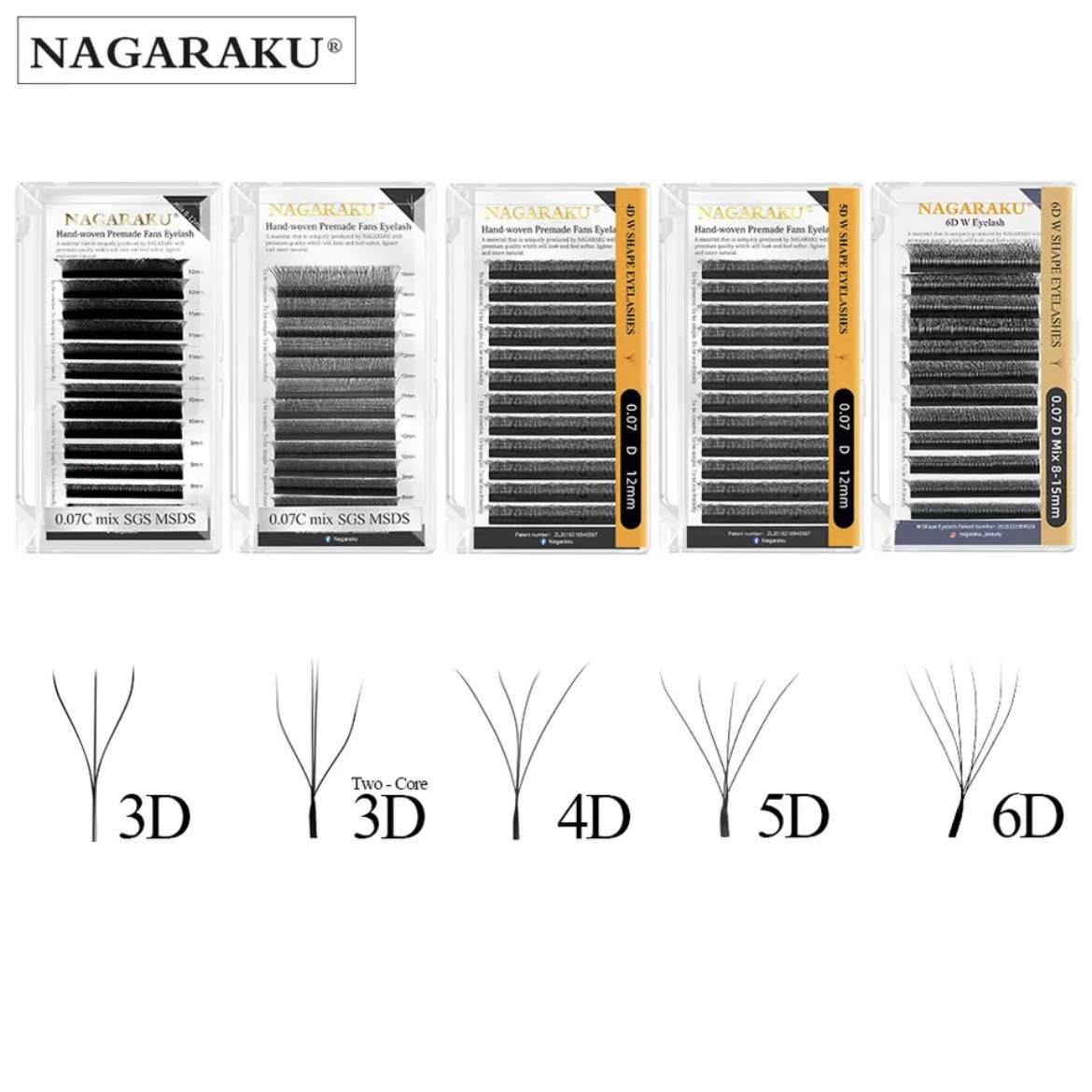 NAGARAKU черни мигли W - shape 5D