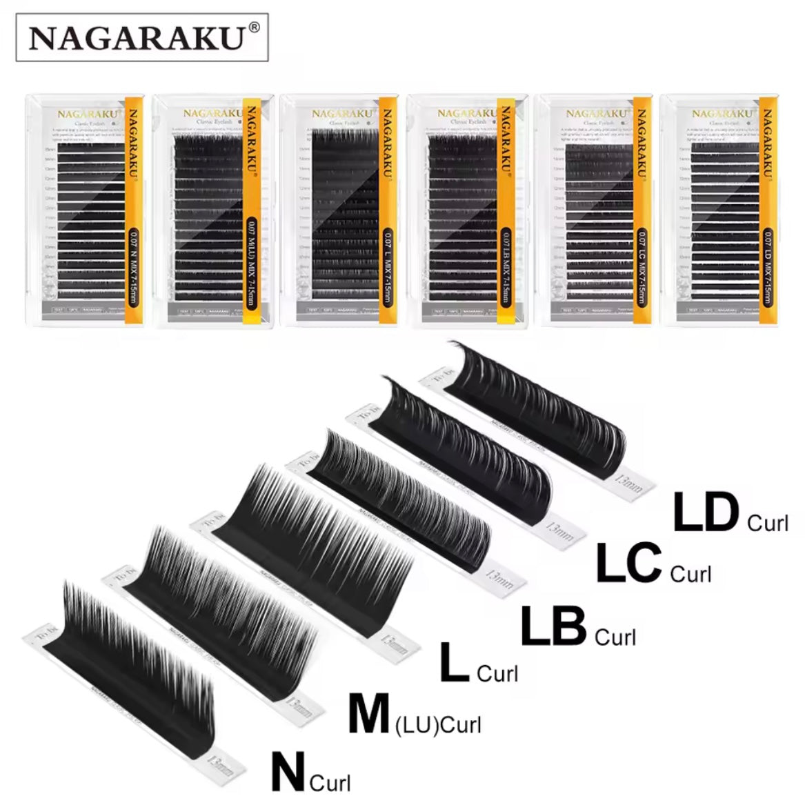 NAGARAKU Premium черни мигли, извивка L и M