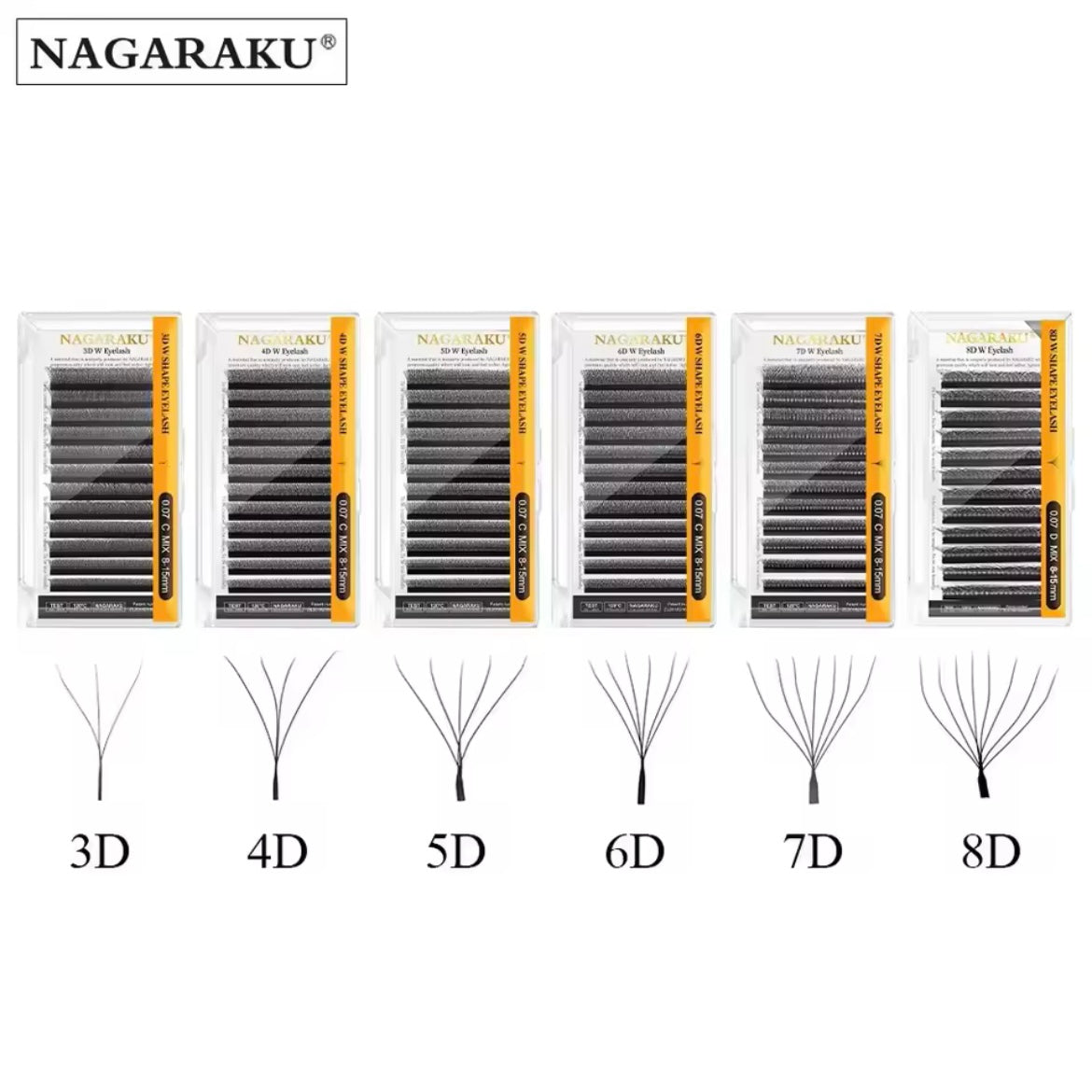 NAGARAKU черни мигли W - shape 7D